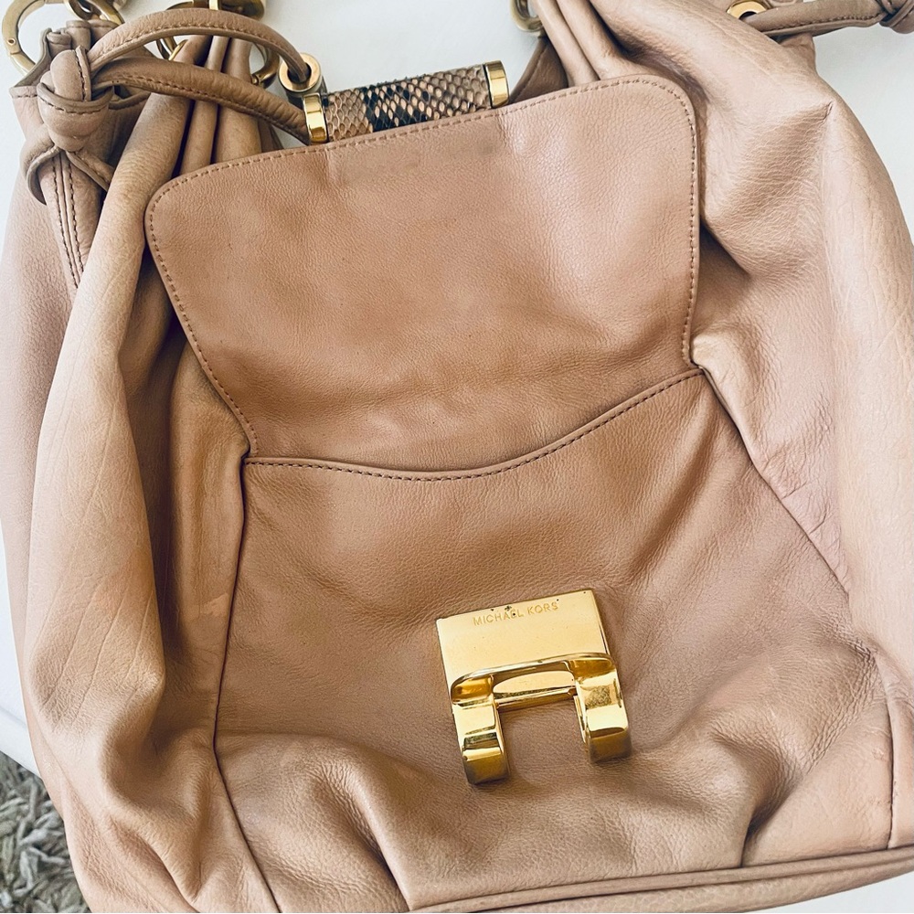 LUXURY LINE MICHAEL KORS Tonne Slouch Hobo Snakeskin Python Leather Shoulder Bag - Picture 8 of 16